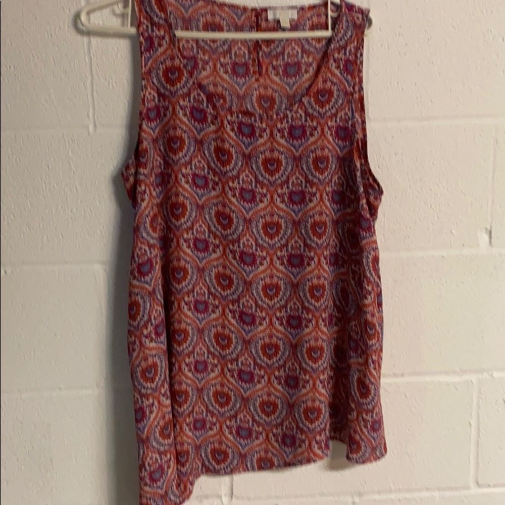 C brand sleeveless top in cute red pattern VGC